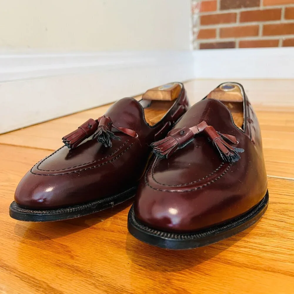 Johnston Murphy Optima Loafer Shoes Mens 12 D Dark Burgundy Tassel Brogue